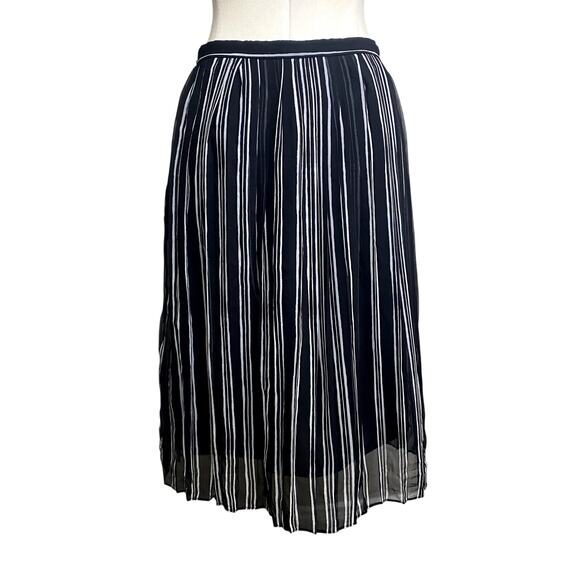 Gothic Sheer Stripe Pleated Emo Beetlejuice Midi Skirt - Picture 5 of 9